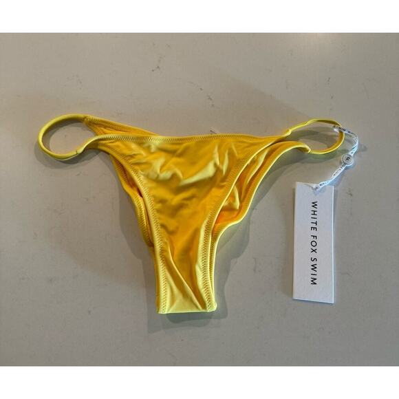 White Fox Size XL Thira Bright Yellow Bikini Bottom Ruched Cheeky Resort Sexy - Picture 1 of 5